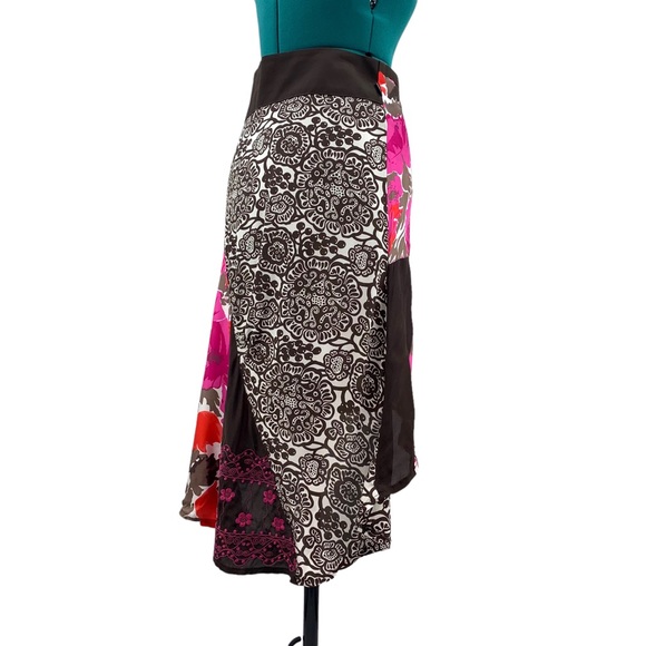 D.E.P.T. NWOT Brown and Pink Patchwork Style High Low Midi Skirt, XS - Picture 6 of 16